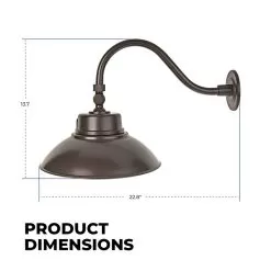 14" LED Gooseneck Barn Light - Swivel Head - 42W - 4000 Lumens - Natural White -Lighting Decoration Store gbl xk42 br profile dims