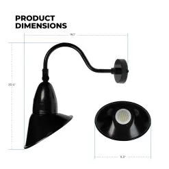 35W LED Gooseneck Barn Light - 14” Straight Reflector - 4,900 Lumens - Selectable CCT - 70W Equivalent - Red 15 35W LED Gooseneck Barn Light - 14” Straight Reflector - 4,900 Lumens - Selectable CCT - 70W Equivalent - Red -Lighting Decoration Store gsl sw3b35 bk angled dim up1