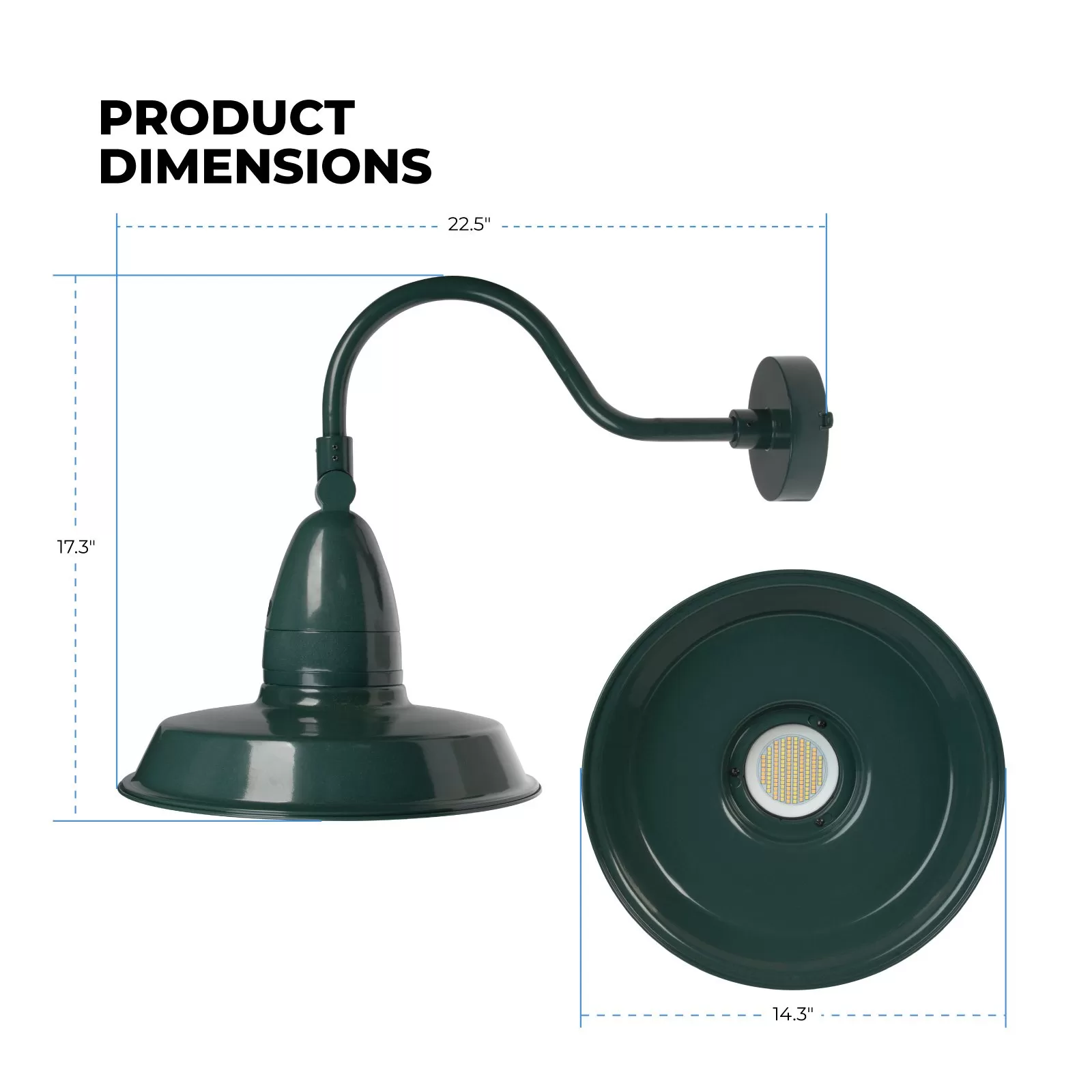 35W LED Gooseneck Barn Light - 14” Straight Reflector - 4,900 Lumens - Selectable CCT - 70W Equivalent - Red 4 35W LED Gooseneck Barn Light - 14” Straight Reflector - 4,900 Lumens - Selectable CCT - 70W Equivalent - Red - Image 4