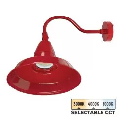 35W LED Gooseneck Barn Light - 14” Straight Reflector - 4,900 Lumens - Selectable CCT - 70W Equivalent - Red