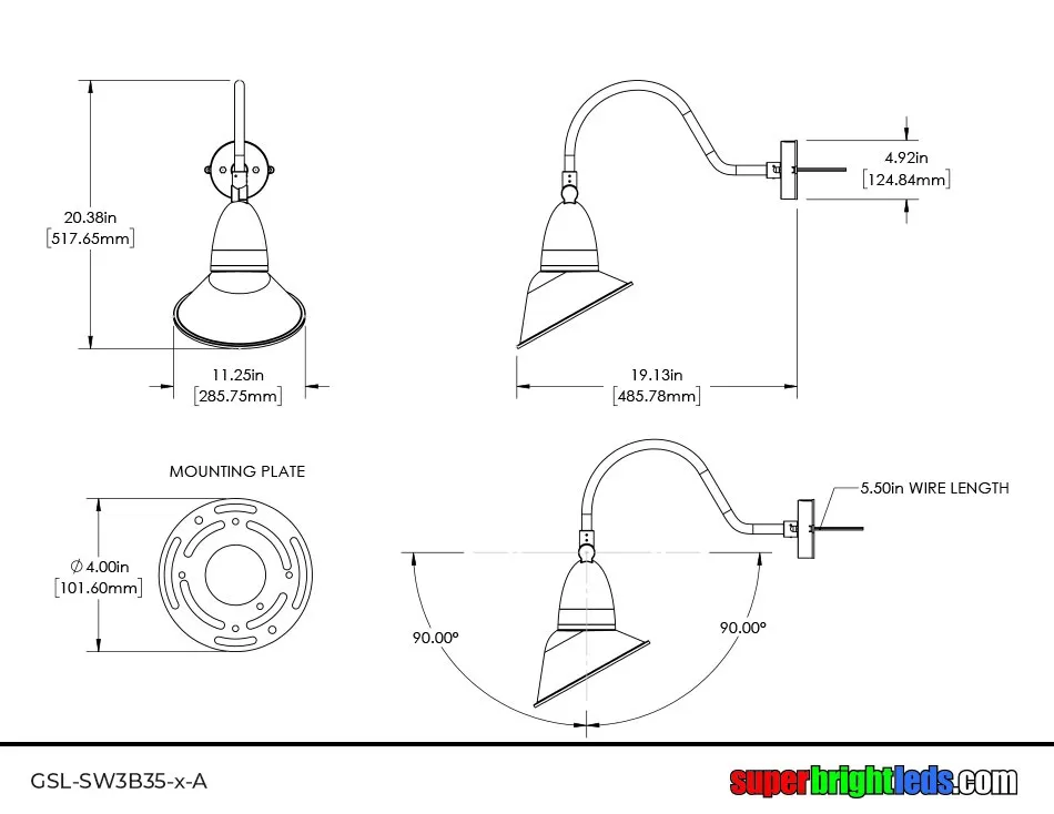 35W LED Gooseneck Barn Light - 14” Straight Reflector - 4,900 Lumens - Selectable CCT - 70W Equivalent - Red 11 35W LED Gooseneck Barn Light - 14” Straight Reflector - 4,900 Lumens - Selectable CCT - 70W Equivalent - Red - Image 11