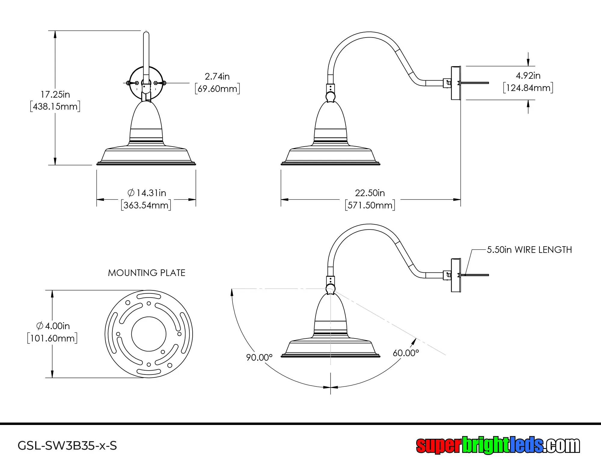 35W LED Gooseneck Barn Light - 14” Straight Reflector - 4,900 Lumens - Selectable CCT - 70W Equivalent - Red 10 35W LED Gooseneck Barn Light - 14” Straight Reflector - 4,900 Lumens - Selectable CCT - 70W Equivalent - Red - Image 10
