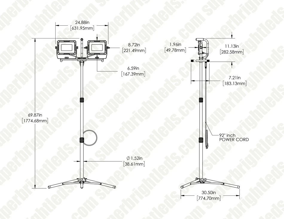 200W Dual-Head LED Work Light With Tripod - 20,000 Lumens - 6500K 7 200W Dual-Head LED Work Light With Tripod - 20,000 Lumens - 6500K - Image 7