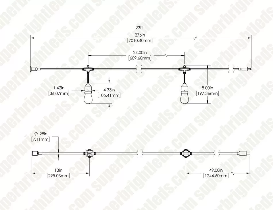 23' Outdoor Patio String Lights With 10 LED Filament Bulbs - Suspended Sockets - 2200K/2700K 8 23' Outdoor Patio String Lights With 10 LED Filament Bulbs - Suspended Sockets - 2200K/2700K - Image 8