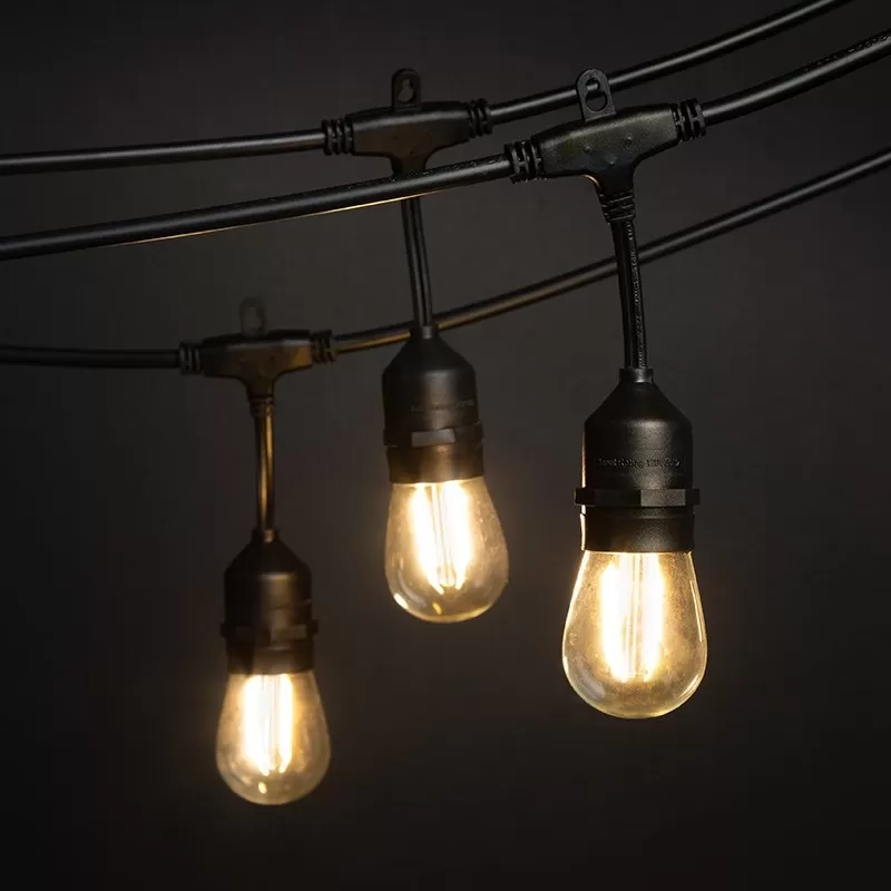 23' Outdoor Patio String Lights With 10 LED Filament Bulbs - Suspended Sockets - 2200K/2700K 5 23' Outdoor Patio String Lights With 10 LED Filament Bulbs - Suspended Sockets - 2200K/2700K - Image 5