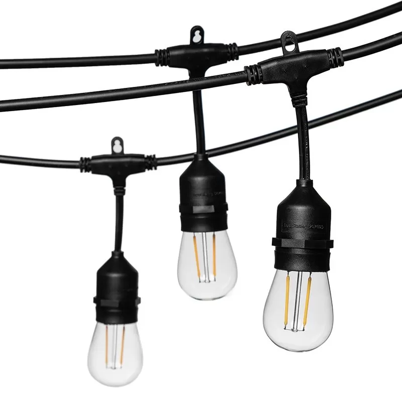 23' Outdoor Patio String Lights With 10 LED Filament Bulbs - Suspended Sockets - 2200K/2700K 1 23' Outdoor Patio String Lights With 10 LED Filament Bulbs - Suspended Sockets - 2200K/2700K