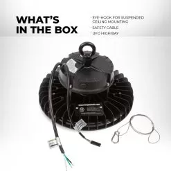 150W UFO LED High Bay Light - 21,000 Lumens - 400W MH Equivalent - 5000K -Lighting Decoration Store hbud2 50k150d c r1 whats in the box0