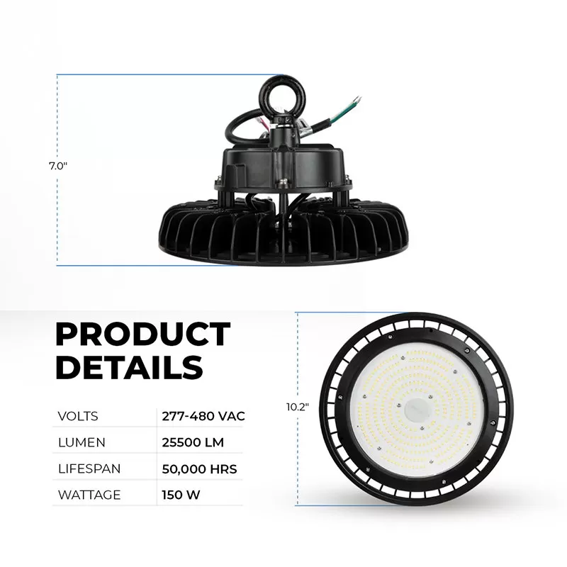High Voltage LED High Bay Light - 150W - Included Reflector - 277-480 VAC - 25,500 Lumens - 400W MH Equivalent - 5000K 2 High Voltage LED High Bay Light - 150W - Included Reflector - 277-480 VAC - 25,500 Lumens - 400W MH Equivalent - 5000K - Image 2