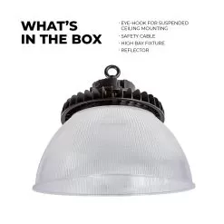 200W UFO LED High Bay Light With Reflector - 28,000 Lumens - 750W MH Equivalent - 5000K 12 200W UFO LED High Bay Light With Reflector - 28,000 Lumens - 750W MH Equivalent - 5000K -Lighting Decoration Store hbud2 50k200d c2 pr r1 whats in the box