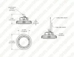 240W UFO LED High Bay Light With Reflector - 39,600 Lumens - 1000W MH Equivalent - 5000K -Lighting Decoration Store hbud2 50k240lsd dim drwing 1