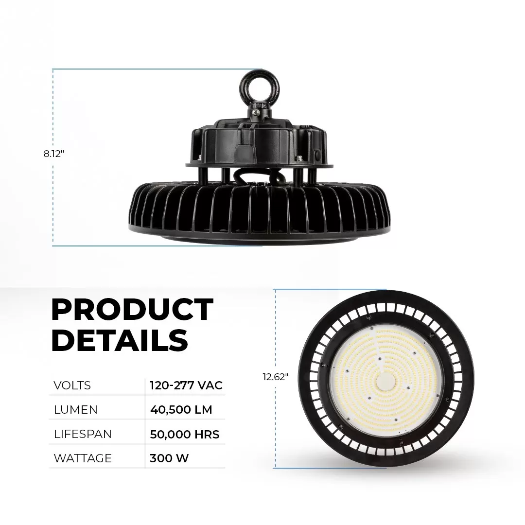 300W UFO LED High Bay Light - 40,500 Lumens - 1000W MH Equivalent - 5000K 2 300W UFO LED High Bay Light - 40,500 Lumens - 1000W MH Equivalent - 5000K - Image 2
