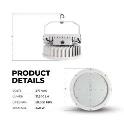 MaxLite 240W High Voltage High Temperature LED Round High Bay - 31,200 Lumens - 600W MH Equivalent - 277 VAC - 4000K