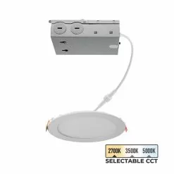 6" 12W Ultra-Thin LED Recessed Downlight - Selectable CCT - Canless - Up To 984 Lumens