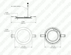 TCP 6" LED Edge-Lit Snap-In CCT Selectable Downlight - 14W - Dimmable - Up To 1,680 Lumens -Lighting Decoration Store l12el6dcct2 dim drawing