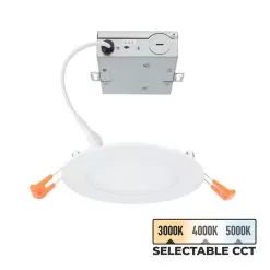 TCP 4" LED Edge-Lit Snap-In CCT Selectable Downlight - 11W - Dimmable - Up To 935 Lumens