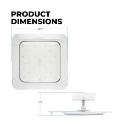 150W LED Gas Station Canopy Lights - 400W MH Equivalent - 21,000 Lumens - 5000K -Lighting Decoration Store lcs s1 50k150 aswh dimensions