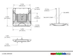 100W LED Gas Station Canopy Light - 13,000 Lumens - 320W MH Equivalent - 5000K -Lighting Decoration Store lcs16 50k100 dim drawing