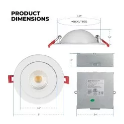4” LED Gimbal Trim Recessed Downlight - Selectable CCT - Canless - Dimmable - 810 Lumens -Lighting Decoration Store led 4 s9w 5cctwh efg dims up2 1