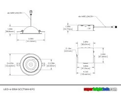 4” LED Gimbal Trim Recessed Downlight - Selectable CCT - Canless - Dimmable - 810 Lumens -Lighting Decoration Store led 4 s9w 5cctwh efg dim drawing
