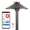 Solid Brass Landscape Path Light - 8" Cone Shade - Drop-In Fixture - Optional G4 Smart Bulb - RGB + White - Alexa / Google Assistant