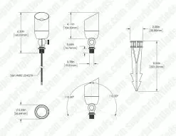 Brass LED Ready Landscape Spot Light - Optional RGB + Tunable White MR16 Smart Bulb - Smartphone Compatible - Optional RF Remote -Lighting Decoration Store lfb s02 dim drawings 1