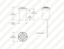 Brass LED Ready Louvered In-Ground Well Light - Optional RGB + Tunable White MR16 Smart Bulb - Smartphone Compatible - Optional RF Remote -Lighting Decoration Store lfb w08 dim drawings 1