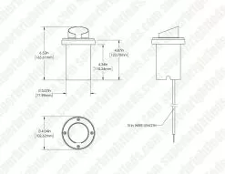 Brass LED Ready Hooded In-Ground Well Light - Optional RGB + Tunable White MR16 Smart Bulb - Smartphone Compatible - Optional RF Remote -Lighting Decoration Store lfb w10 dim drawings 2