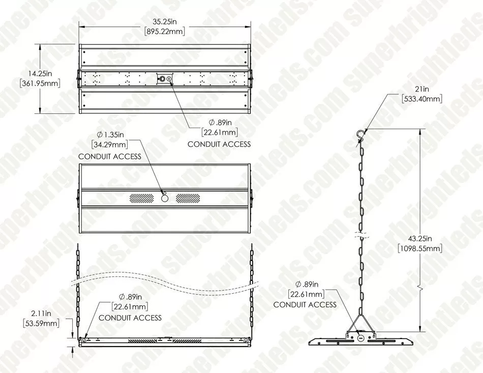 3-Foot LED Linear High Bay Light - 225W - 31,500 Lumens - 750W MH Equivalent - 5000K 7 3-Foot LED Linear High Bay Light - 225W - 31,500 Lumens - 750W MH Equivalent - 5000K - Image 7