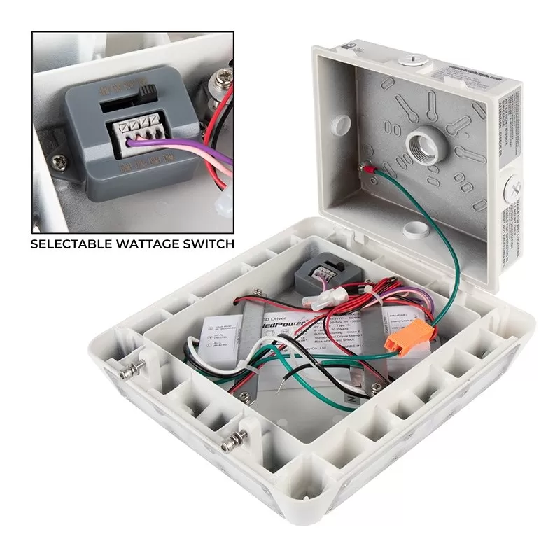 LED Canopy Light - Selectable Wattage - Up To 8,750 Lumens - 30W / 45W / 60W / 70W - 5000K - White Finish 4 LED Canopy Light - Selectable Wattage - Up To 8,750 Lumens - 30W / 45W / 60W / 70W - 5000K - White Finish - Image 4