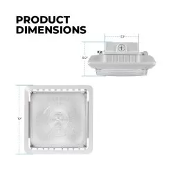 75W LED Parking Garage Canopy Light - 9,750 Lumens - 250W MH Equivalent - 5000K -Lighting Decoration Store lpg2 50k75 aswh product dims