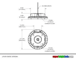 LED Parking Garage Round Canopy Light - Selectable Wattage And CCT - Up To 13,500 Lumens - 60W / 80W / 100W - 3500K / 4000K / 5000K 16 LED Parking Garage Round Canopy Light - Selectable Wattage And CCT - Up To 13,500 Lumens - 60W / 80W / 100W - 3500K / 4000K / 5000K -Lighting Decoration Store lpgr sw3c sp100h dim drawing