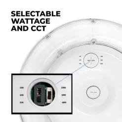 LED Parking Garage Round Canopy Light - Selectable Wattage And CCT - Up To 5,400 Lumens - 20W / 30W / 40W - 3500K / 4000K / 5000K -Lighting Decoration Store lpgr sw3c sp40h selectables