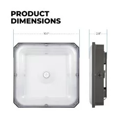 LED Parking Garage Canopy Light - Selectable Wattage And CCT - Up To 13,000 Lumens - 60W / 80W / 100W - 3500K / 4000K / 5000K -Lighting Decoration Store lpgs sw3c sp100h dimensions