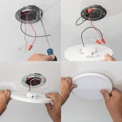 9" LED Low Profile Downlight With Selectable CCT - 18W Flush Mount Ceiling Light - 1,260 Lumens - Dimmable -Lighting Decoration Store lprcct sw3f 15w7 mounting bracket install 1