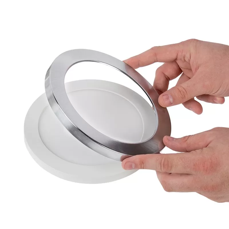 7” LED Downlight With Satin Nickel Trim - 12W Flush Mount Ceiling Light - 960 Lumens - 75 Watt Equivalent - Dimmable - 4000K 2 7” LED Downlight With Satin Nickel Trim - 12W Flush Mount Ceiling Light - 960 Lumens - 75 Watt Equivalent - Dimmable - 4000K - Image 2