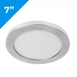 7” LED Downlight With Satin Nickel Trim - 12W Flush Mount Ceiling Light - 960 Lumens - 75 Watt Equivalent - Dimmable - 4000K