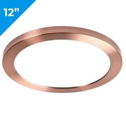 12” LED Downlight W/ Rose Gold Trim - 24W Flush Mount Ceiling Light - 1,920 Lumens - 125 Watt Equivalent - 4000K/3000K - Dimmable