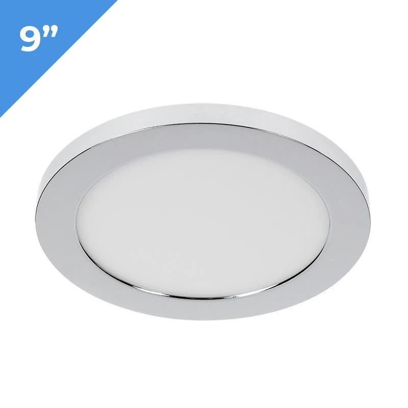 9" LED Downlight - Chrome Magnetic Trim - 18W Flush Mount Ceiling Light - 100W Incandescent Equivalent - Dimmable - 1,440 Lumens - 3000K / 4000K 1 9" LED Downlight - Chrome Magnetic Trim - 18W Flush Mount Ceiling Light - 100W Incandescent Equivalent - Dimmable - 1,440 Lumens - 3000K / 4000K