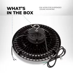 240W Black UFO LED High Bay Light - 38400 Lumens - 1000W Metal Halide Equivalent -Lighting Decoration Store ls 5ehb240w 50k r1 whats in the box