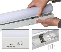 40W Selectable CCT Strip Light Fixture - LED Shop Light - 4' Long - 5400 Lumens - 3500K/4000K/5000K - LSFD-SW3C40W-H -Lighting Decoration Store lsfd sw3c40w h cct and open