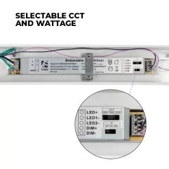 4' LED Strip Light Fixture / Shop Light - Selectable CCT And Wattage - Up To 6250 Lumens - 3500K / 4000K / 5000K - 30W / 40W / 50W -Lighting Decoration Store lsfd sw3c50 h adjustable cct and watt