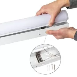 4' LED Strip Light Fixture / Shop Light - Selectable CCT And Wattage - Up To 6250 Lumens - 3500K / 4000K / 5000K - 30W / 40W / 50W -Lighting Decoration Store lsfd sw3c50 h open