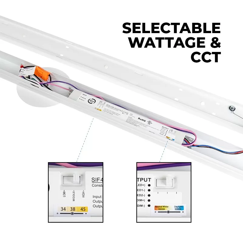 4ft LED Strip Light Fixture - Selectable CCT And Wattage - Up To 5,850 Lumens - 3500K / 4000K / 5000K - 34W / 38W / 45W 5 4ft LED Strip Light Fixture - Selectable CCT And Wattage - Up To 5,850 Lumens - 3500K / 4000K / 5000K - 34W / 38W / 45W - Image 5