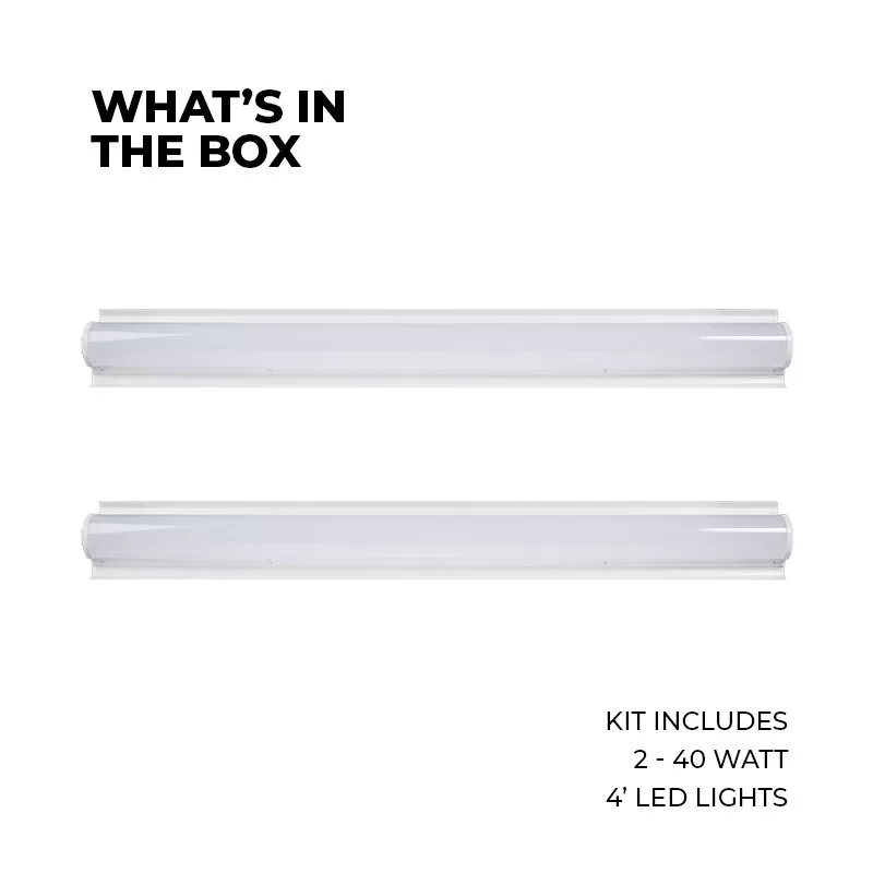 8ft LED Strip Light Retrofit Kit - 80W - 10,400 Lumens - Two 4ft Fixtures - 4000K / 5000K 3 8ft LED Strip Light Retrofit Kit - 80W - 10,400 Lumens - Two 4ft Fixtures - 4000K / 5000K - Image 3