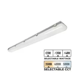 MaxLite 4ft LED Vapor Tight Strip Light - Selectable Wattage And CCT - Up To 6,240 Lumens - 23W / 35W / 48W - 3500K / 4000K / 5000K