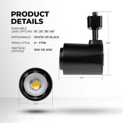 20W LED Halo Track Head - 120 VAC - 60-degree - 2,050 Lumens - Black - 3000K / 4000K -Lighting Decoration Store lw trbxw 92bl60 xkhproduct details edits 1 1