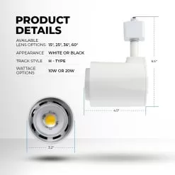 20W LED Track Head - Halo Track - 120 VAC - 60-degree - 2,050 Lumens - White - 4000K Natural White -Lighting Decoration Store lw trbxw 92wh60 xkhproduct details edits
