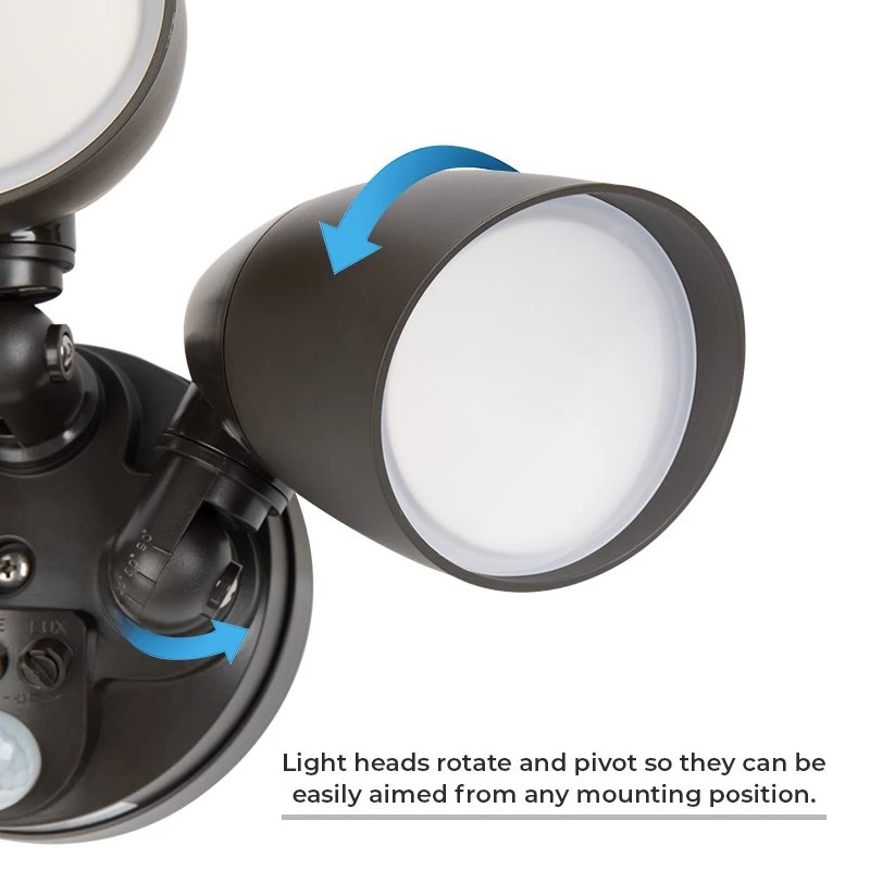 30W Integrated LED Motion Sensor Light - 2,700 Lumens - Adjustable 3 Head Security Light - 4000K - Natural White With Bronze Finish 7 30W Integrated LED Motion Sensor Light - 2,700 Lumens - Adjustable 3 Head Security Light - 4000K - Natural White With Bronze Finish - Image 7