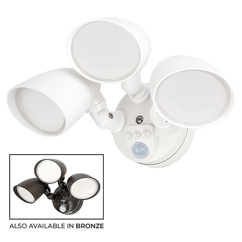 30W Integrated LED Motion Sensor Light - 2,700 Lumens - Adjustable 3 Head Security Light - 4000K - Natural White With Bronze Finish 2 30W Integrated LED Motion Sensor Light - 2,700 Lumens - Adjustable 3 Head Security Light - 4000K - Natural White With Bronze Finish - Image 2