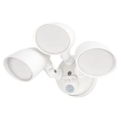 30W Integrated LED Motion Sensor Light - 2,700 Lumens - Adjustable 3 Head Security Light - 4000K - Natural White With Bronze Finish